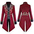Pikkukuva 1 / 5: Miesten Steampunk Vintage -frakkitakki, goottilainen viktoriaaninen takki, univormu, Halloween-asu RED M