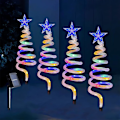 Miniatyrbilde 5 av 5: Sett med 4 Spiralformede Juletrær til Gangvei, Solcelledrevet med 40 LED Lys, Utendørs Juledekorasjon - Flerfarget