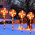 Miniatyrbild 1 av 5: 4-pack Lollipop Pepparmint Julgrändsbelysning för Julgräsmatta Dekoration