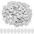 Pikkukuva 1 / 5: Noin 50 kpl soikeita kultaisia hypoallergeenisia metalliriipuksia ruostumattomasta teräksestä, litteitä aihioita, 1,5 mm reikä, riipus korunvalmistukseen, 12,5 mm pitkä
