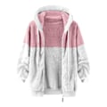 Miniatyrbillede 1 af 5: Fleece Hættefrakke til Kvinder Langærmet Lynlås Lomme Hætte Holder Varmen i Det Kølige Vejr 2XL Pink