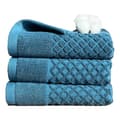 100% bomulls handdukar i ringblomma, 3 mjuka handdukar för badrum, mycket absorberande (set om 3) Pine Ink Blue