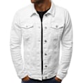 Pikkukuva 1 / 5: Miesten Slim Fit Denim -takit Yksiväriset Pitkähihaiset 2 Etutaskut Takki Syksyyn Uusi M A