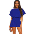 Miniatyrbild 1 av 5: Sommarklänningar för kvinnor, casual jumpsuits, kortärmade jumpsuits Blue 3XL