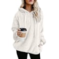 Miniatyrbillede 1 af 5: Blød Fuzzy Sweatshirt til Kvinder - Efterår & Vinter - Varmt Lynlås-Hoodie Trøje M White