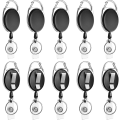 Miniatyrbillede 1 af 5: Udtrækkelig badgeholder med karabinhage, bælteclips og nøglering til ID-kort, nøgle, nøglering, badgeholder, sort, 10 stk. fra