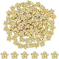 Miniatyrbilde 1 av 5: 100 stk. Ekte 18K Gullbelagt Legering Blomsterperler 3D Blomst Metall Spacer Perler for DIY Smykkefremstilling og Andre Håndverk 9x5mm