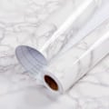 Miniatyrbillede 1 af 5: 60x300cm Blank Marmor Papir Granit Grå/hvid Rulle Køkkenbordplade Skab Møbelrenovering Tykt Tapet Pvc Let Aftageligt Opgradering