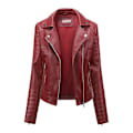 Miniatyrbild 1 av 5: Damjacka i konstläder, hel dragkedja motorcykeljackor slim fit kappa Red 2XL