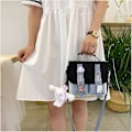 Miniatyrbillede 4 af 5: Kawaii Skuldertaske med Søde Pins Kawaii Tote Taske til Piger Skole Crossbody Rygsæk Casual Mode (Sort)