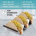 Miniatyrbillede 3 af 5: Tacoserveringsbakker i rustfrit stål, lette at fylde tacoplader, ovn-, grill- og opvaskemaskinesikre
