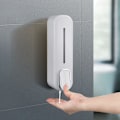 Miniatyrbild 6 av 6: Tvålpump väggmontering vit 300 ml påfyllningsbar plast flytande tvåldispenser vägg manuell schampo dispenser duschdispenser för hem hotell