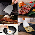 Miniatyrbilde 2 av 5: Spatel i rustfritt stål med trehåndtak, grillspatel for plancha, 2 stk.