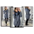 Miniatyrbilde 3 av 4: Høst Dame Høy Hals Casual Jakke Kåpe Parka Hettegenser Lang Glidelås Utetøy Topper 4XL A