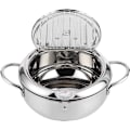 Miniatyrbilde 1 av 5: Friteuse Panne Japansk Tempura Liten Frityrkoker Stekepanne med Termometerlokk og Oljeavløpsstativ for Pommes Frites (Stor størrelse 24cm)
