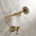 Miniatyrbilde 4 av 5: Toalettbørsteholder for bad, keramisk retro messing toalettbørste (børste inkludert) veggmontert 42x11cm