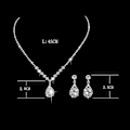 Miniatyrbillede 2 af 5: (argent) 3 stk. Marie Marie Cristal Halskæde Øreringe Sæt Sølv Bryllupshalskæder Choker Vedhæng Smykker Til Kvinder Og Piger