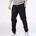 Miniatyrbillede 3 af 6: Herre Joggingbukser Fleeceforet Vinter Casual Varme Termiske Joggingbukser med Snøre i Taljen til Mænd Sweatpants med Lynlåslommer Tykke Træningsbukser sort S