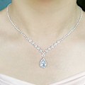 Miniatyrbillede 5 af 5: (argent) 3 stk. Marie Marie Cristal Halskæde Øreringe Sæt Sølv Bryllupshalskæder Choker Vedhæng Smykker Til Kvinder Og Piger