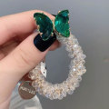 Miniatyrbillede 5 af 5: Elastiske Hår Scrunchies med Krystaller Strækbare Elastiske Hårelastikker Hårpynt til Piger Festtilbehør Transparent