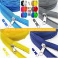 Miniatyrbillede 4 af 5: 36 Yards 12 stk. #5 Lynlåse Meter Mål til Syning Assorterede Længder Nylon Spiral Lynlåse Med 96 Stk. Farverige Og Sølv Slidere Til Blandede Forsyninger Til