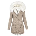 Miniatyrbilde 3 av 4: Fleecejakke for kvinner med hette, cardigan, avslappet langermet varm yttertøy for høst og vinter, ny 4XL Khaki