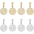 Pikkukuva 1 / 5: 16 kpl 2-värisiä litteitä pyöreitä Saint Benedict -metalliriipuksia ruostumattomasta teräksestä, 5x3 mm suuret reikäriipukset metalliriipus tee-se-itse-kaulakoruihin korujen valmistukseen