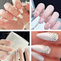 Miniatyrbild 3 av 5: Nagelkonst Pärla Platt Botten Pärla Nagel Charm Guld Silver Vit Halvrund Nagelkonst Tillbehör Nagel Diamant Mix style3