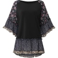 Miniatyrbillede 3 af 5: Dame Casual Leopard Blomsterprint T-shirts med Halvlange Ærmer White S