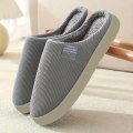 Miniatyrbillede 1 af 5: Ensfarvede Par Hjemmesko, Afslappet Slip-On Med Plysfoer, Komfortable Indendørs Hjemmesko grey EU44 45