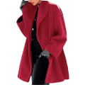 Miniatyrbilde 1 av 5: Motefarget ullfrakk for kvinner, trenchcoat, lang, varm vinterparka med revers Red L