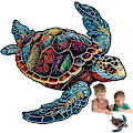 Miniatyrbild 1 av 5: Turtle Pussel för vuxna, Wood Turtle Puzzle,Träpussel Vuxen sköldpadda - Utmanande leksak havssköldpadda formad färgglada trä pussel för vuxna