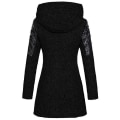 Miniatyrbilde 4 av 5: Dame Skrå Glidelås Slim Fit Hettejakker Stilig Varm Vinter Trenchcoat M Wine Red