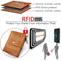Miniatyrbild 3 av 5: Plånbok i äkta läder för män, RFID-blockerande plånbok med 16 kreditkortsfack, myntficka (brun)