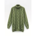 Miniatyrbillede 3 af 5: Twist Mønster Rullekrave Pullover Sweater, Casual Langærmet Sweater Til Efterår & Vinter, Dametøj 2XL