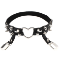 Miniatyrbilde 3 av 5: 2 stk. Svarte Kvinner Jente Sexy Lær Hjerte Strømpebånd Punk Rock Nagle Stud Leg Ring