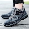 Miniatyrbild 5 av 5: Vattentäta snöstövlar för män och kvinnor, halkfria sneakers med pälsfoder, vintervarma skor 2K6137 Gray 41