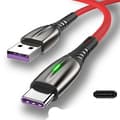 Pikkukuva 1 / 5: Usb Type C -kaapeli Led Android -matkapuhelinlaturi Datakaapeli Red For Type-C 1m (3.3ft)