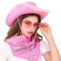 Miniatyrbild 2 av 5: Cowboyhatt med solglasögon, fjäder cowgirlhatt för Halloween Pink