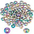 Miniatyrbilde 2 av 5: 60 stk. glideperler i rustfritt stål, 8 mm fargerike avstandsperler med gummi for smykkelaging