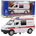 Pikkukuva 1 / 5: Ambulanssiauto 1:32 Mini Alloy -automallilelu, jossa ääni ja valo, opettavainen lahja yli 3-vuotiaille lapsille [punainen]