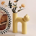 Miniatyrbillede 1 af 5: Keramiske vaser til boligindretning, 21 cm sød rørformet kat dekorativ vase, blomstervase sød vase, vase til kunsthåndværk, tørret blomsterrumsindretning, gul