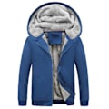 Miniatyrbillede 1 af 2: Vinter Herre Tyk Fleece Sweater Plysfor Åben Front Lynlås Cardigan Hættetrøje Ensfarvet Til Afslappet Brug Ny 4XL Blue