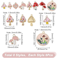 Miniatyrbillede 2 af 5: 1 Æske 48 stk. 8 Stilarter Svampe Charms Svampe Charm Bulk Pink Rød Svampe Emalje Charm Fe Charm Plante Forårs Charm