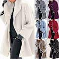 Miniatyrbild 2 av 5: Fashion Multicolor Damkläder Ullrock Trenchcoat Lång Varm Vinter Parka Med Slag Red M