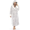Miniatyrbilde 3 av 5: Fleece Badekåpe Dame Myk Morgenkåpe Hette Fluffy Håndkle Lang Badekåpe Grey 3XL