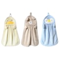 Miniatyrbillede 1 af 5: Søde Håndklæder, Badeværelseshåndklæder med Hængende Ringe, Køkken, Badeværelse, Soveværelse Mikrofiber Koral Fløjl Absorberende Håndklæder Set3