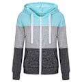 Miniatyrbillede 1 af 2: Hættetrøjer til Kvinder Farveblok Hættetrøje Basic Lynlås Jersey Jakke Langærmet Top Med Lommer Plus Størrelse Blue black L