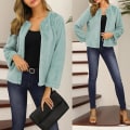 Miniatyrbillede 4 af 5: Dame Plys Langærmet Cardigan Efterår Forår Casual Sweater Frakke Overtøj Ny L E