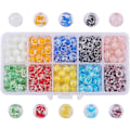 Miniatyrbilde 1 av 5: 1 Eske 10 Farger 8mm Runde Håndlagde Lysende Lampwork Perler Assortert Parti for Smykkelaging